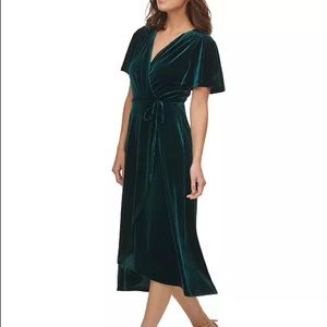 Vince Camuto velvet flutter sleeve wrap dress